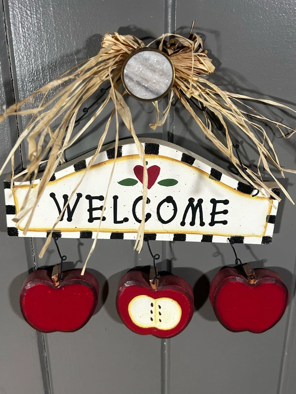 Wooden Farmhouse-style Apple Welcome Sign